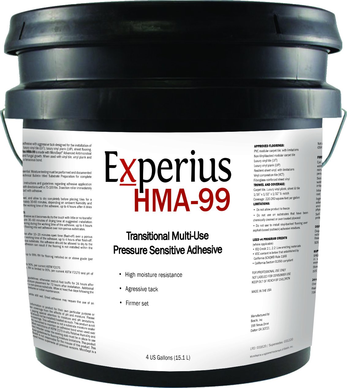 Experius HMA-99 Transitional Multi-Use Pressure Sensitive Adhesive (4 Gallon Pail)